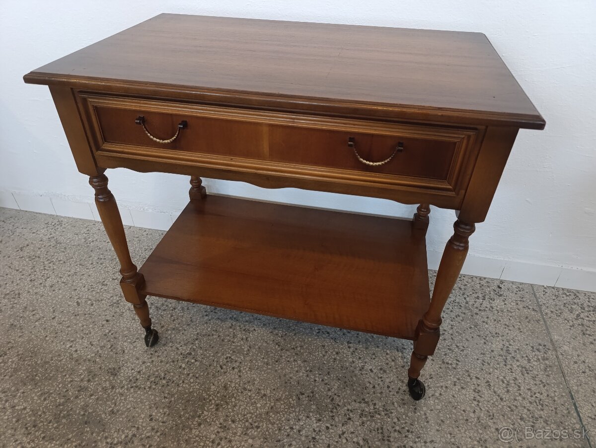 Rustikální konzolový stolek, nábytek z masívu, pojízdný - 7