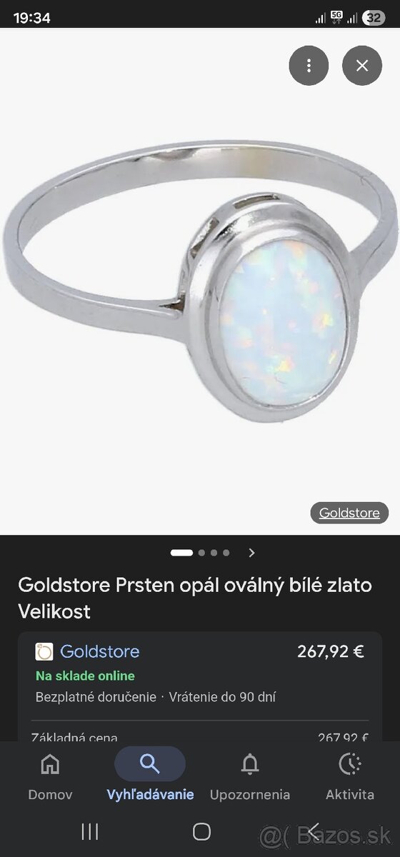 Zlatý prsteň a náušnice s opálom - 7