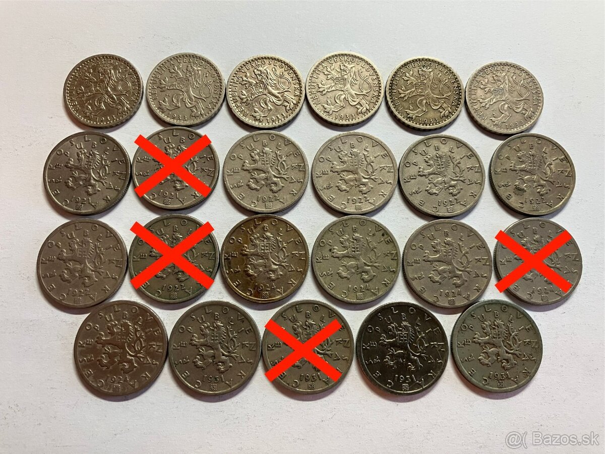 Československo 1918 - 1960 ČSR mince v obyčajnom stave - 7