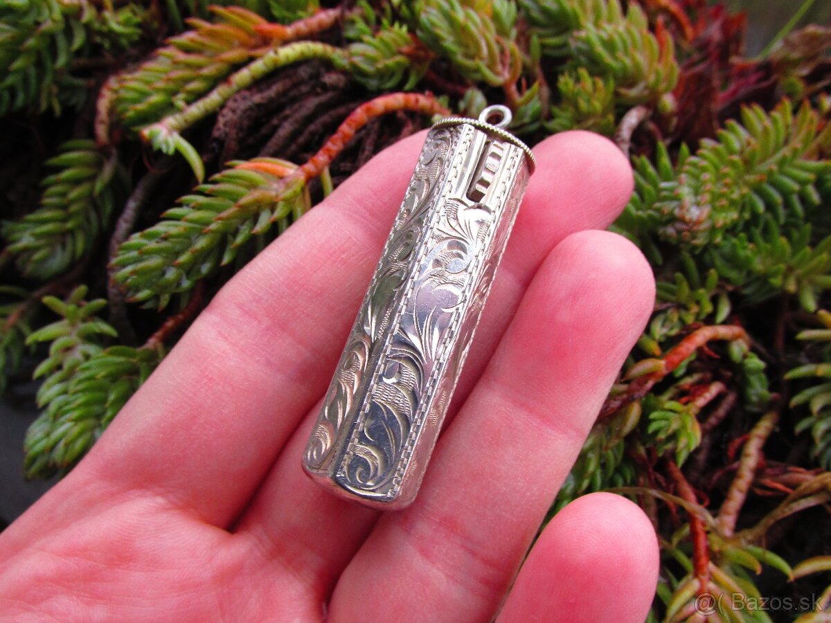 Staré strieborné púzdro na rúž, Ag 900 - 7