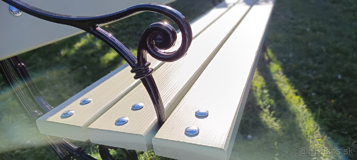 Retro záhradná lavička Green - 7