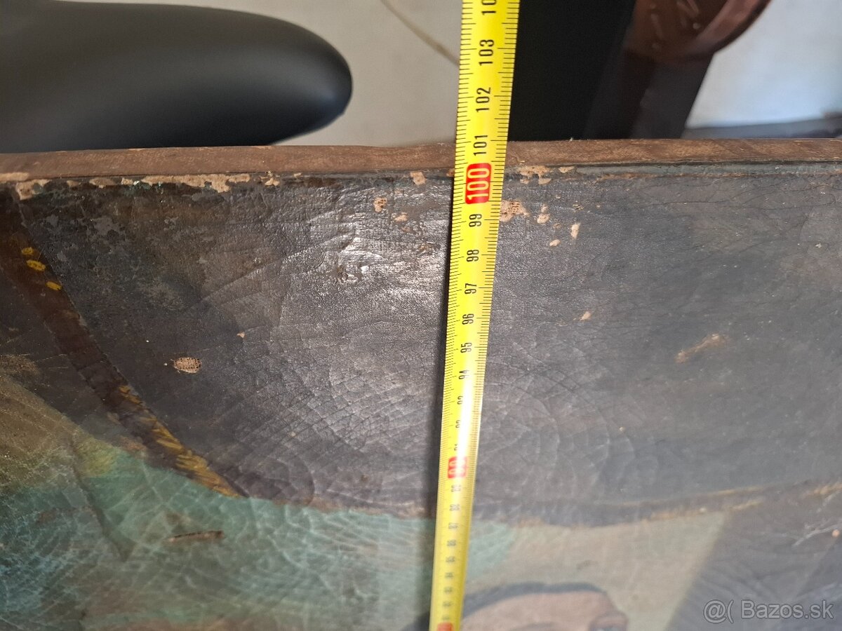 Predám starožitný obraz poškodenie Viď foto 100cm x 73cm 350 - 7