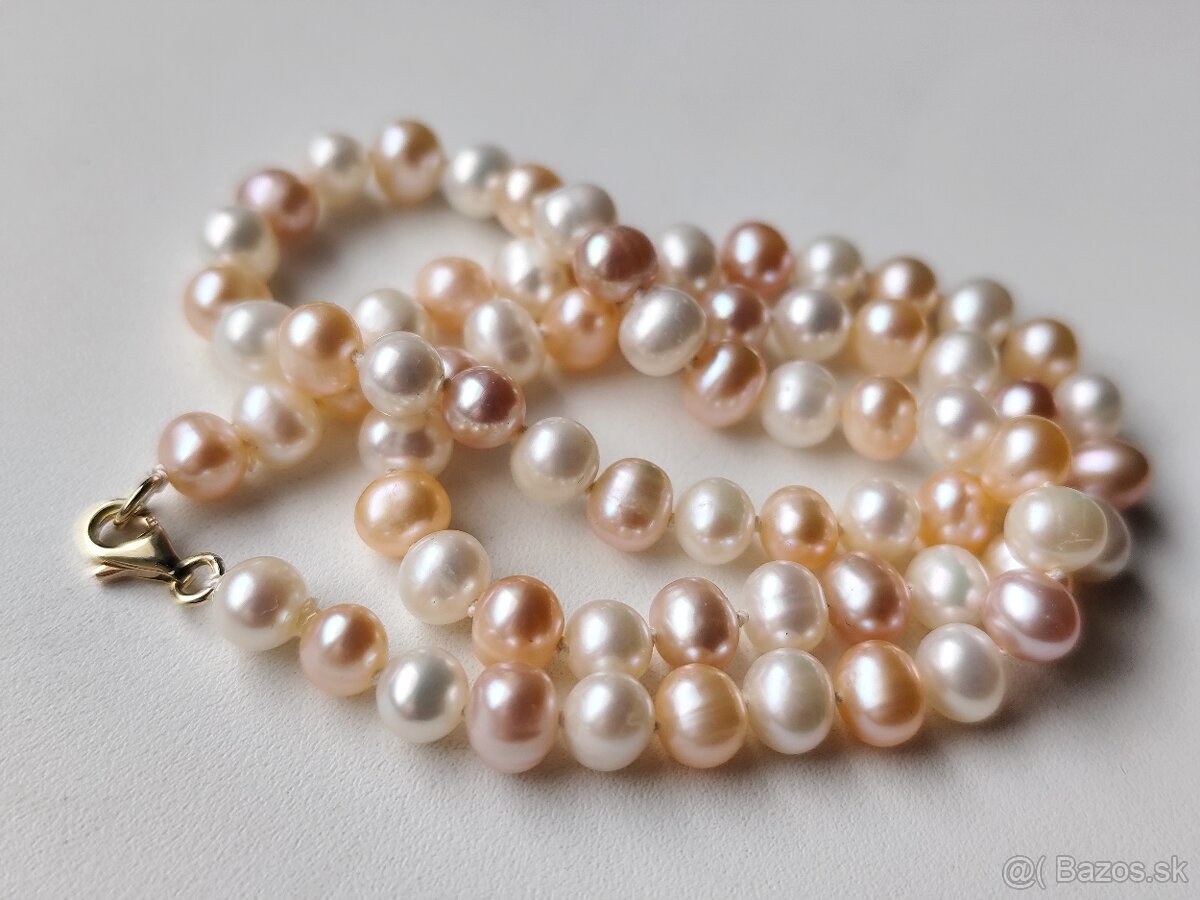 Náhrdelník riečne perly zlato 14k 585 perlový náhrdelník - 7