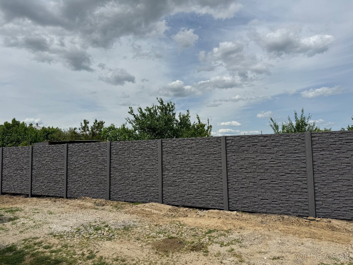 Slovenské betónové ploty aj s montážou len 83€/BM- MI - 7