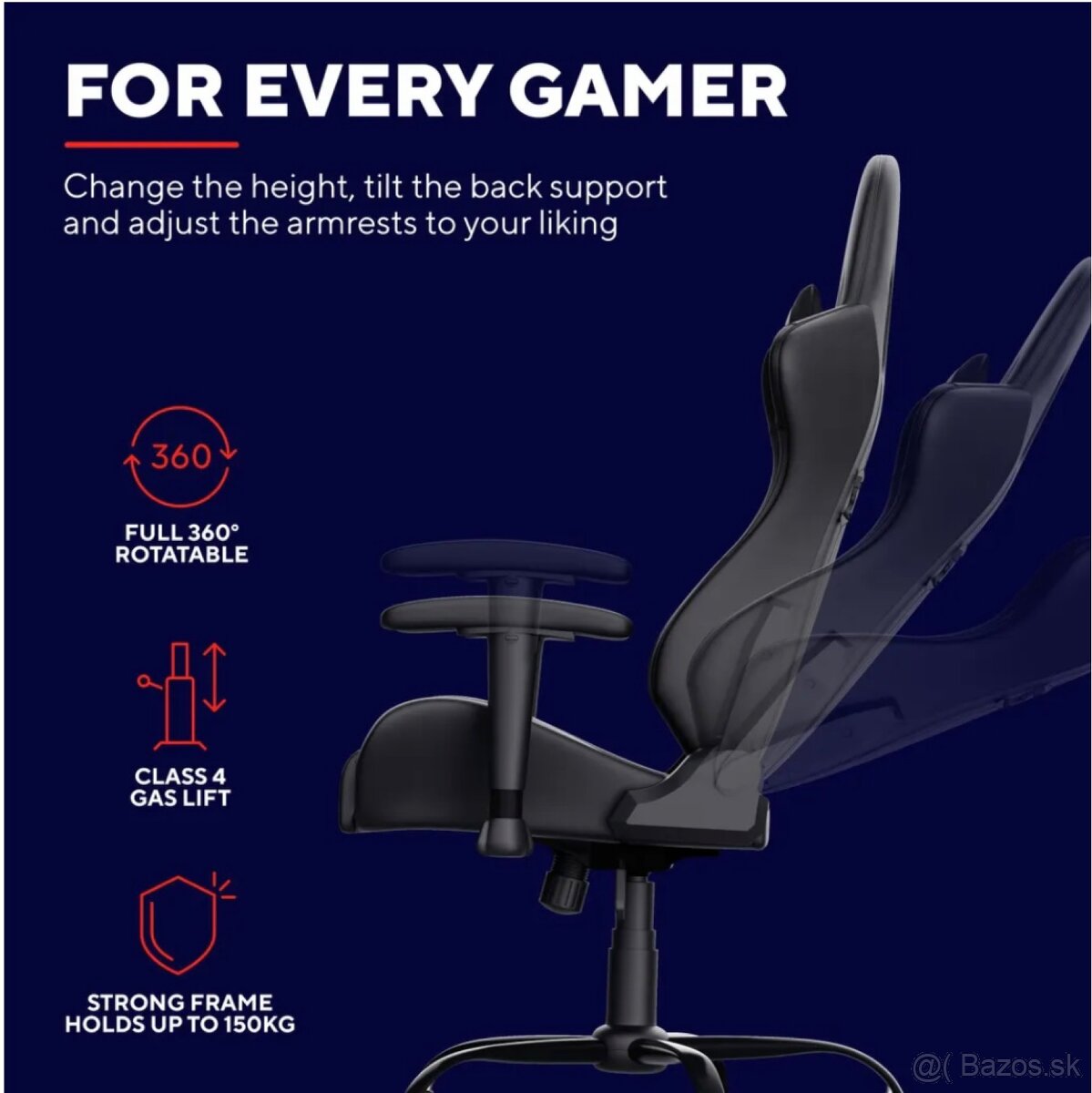 🪑 Predám hernú stoličku Trust Gaming GXT 708 Resto (čierna) - 7