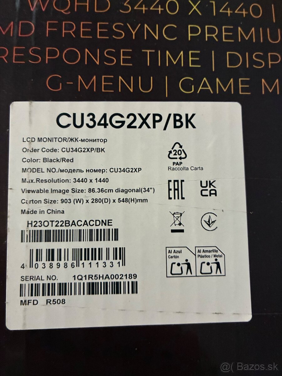 NOVÝ 34" AOC Gaming CU34G2XP/BK 21:9 prehnutý - 7