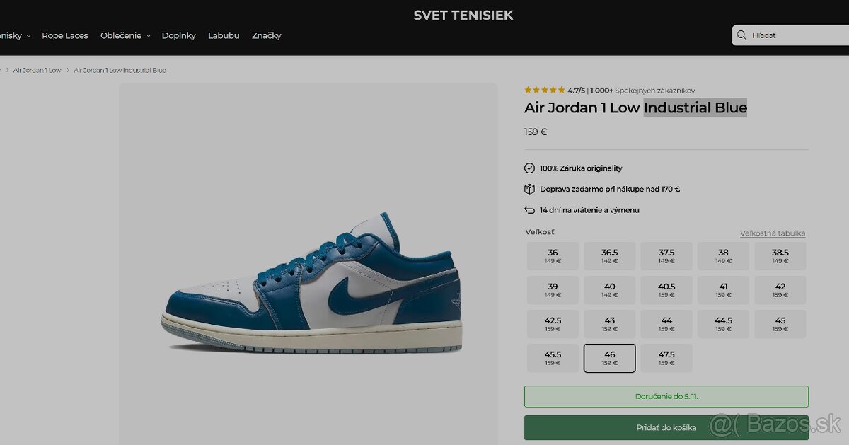 Jordan 1 Low Alternate Royal Toe (č. 46) - 7