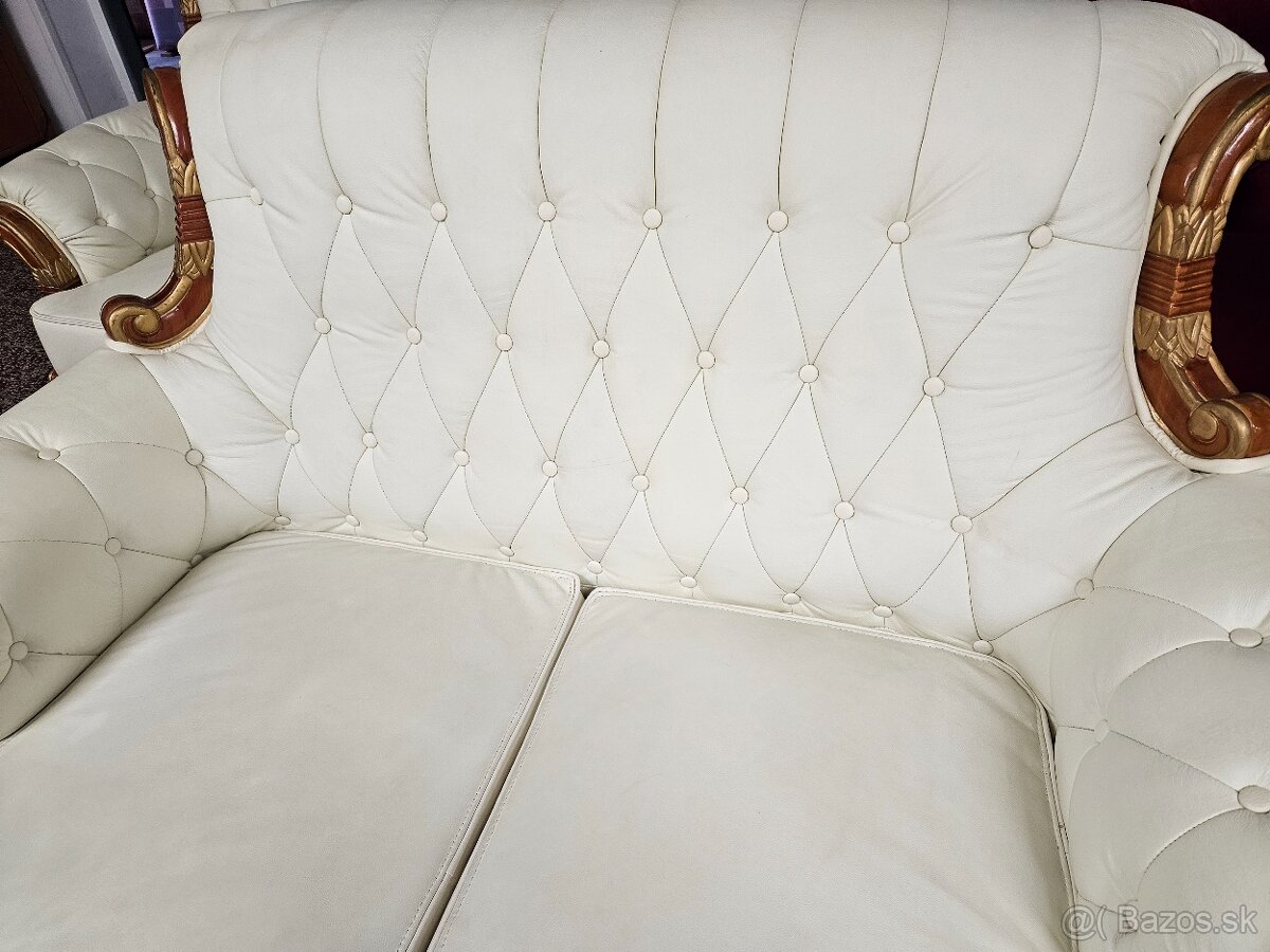 CHESTERFIELD ŠTÝL,HRUBOKOŽENÁ ,KOMB.S DREVOM - 7