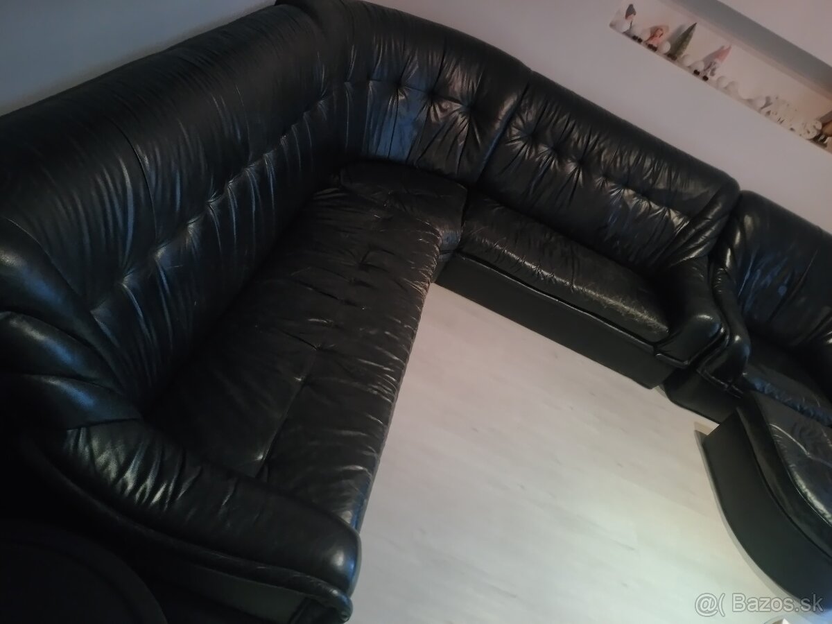 Kožená Sedačka Kreslo Taburetka - 7