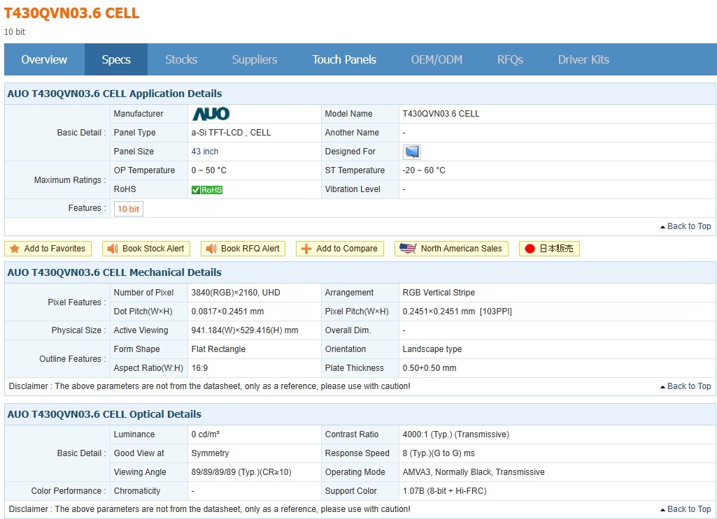 Náhradný display UHD LCD panel 43" (Open Cell) - 7