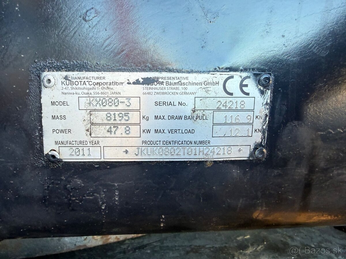 Pásový bagr KUBOTA KX080 - 7
