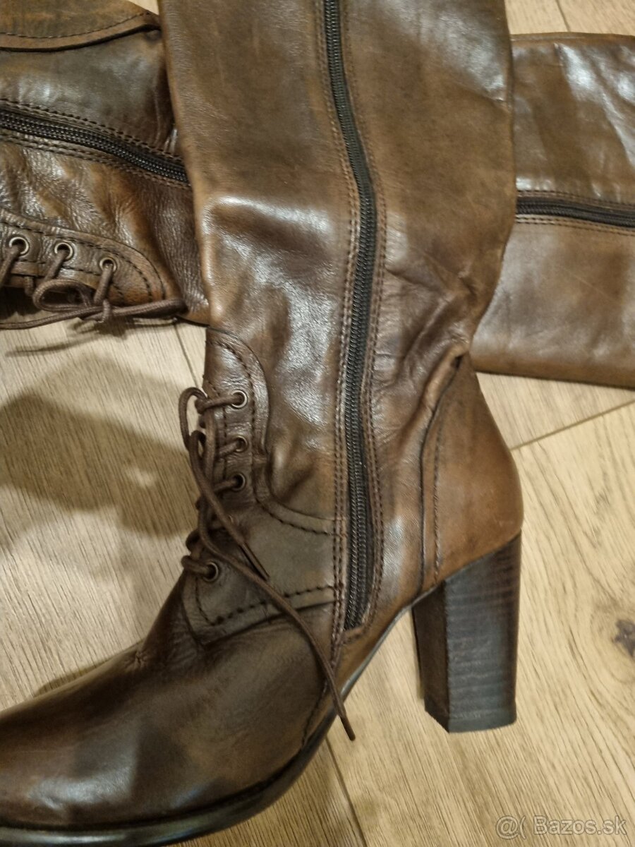 nové kožené hnedé čižmy veľ. 36 - 7