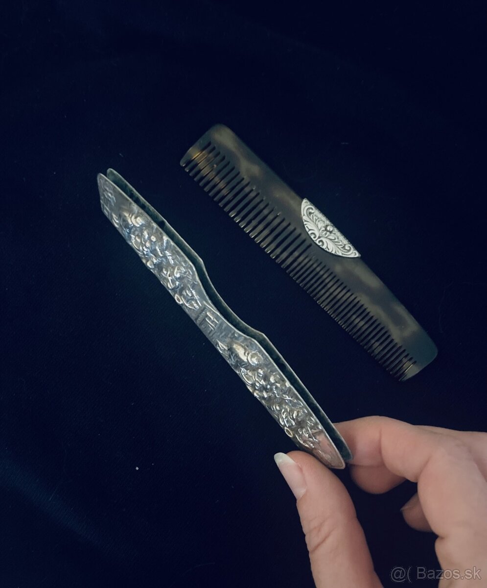 Starožitné šperkovnice a hrebeň - 7