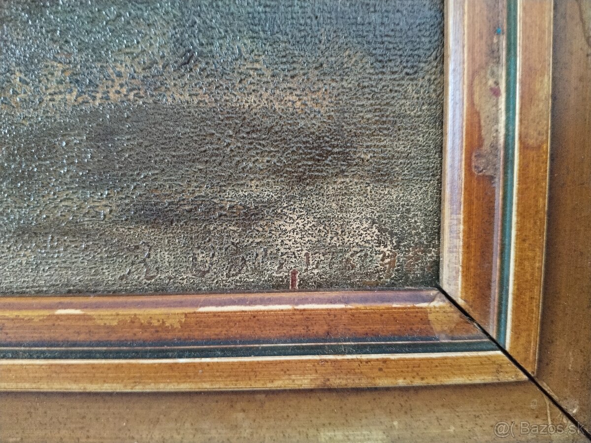 Kostel na kopci je olej na kartonu 82x62 cm - 7