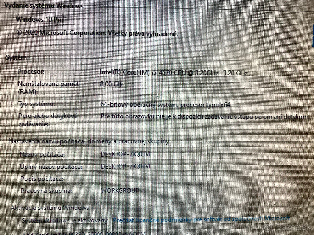 Predám počítač DELL SFF/i5-4570/240GB SSD/500GB HDD/8GB RAM - 7