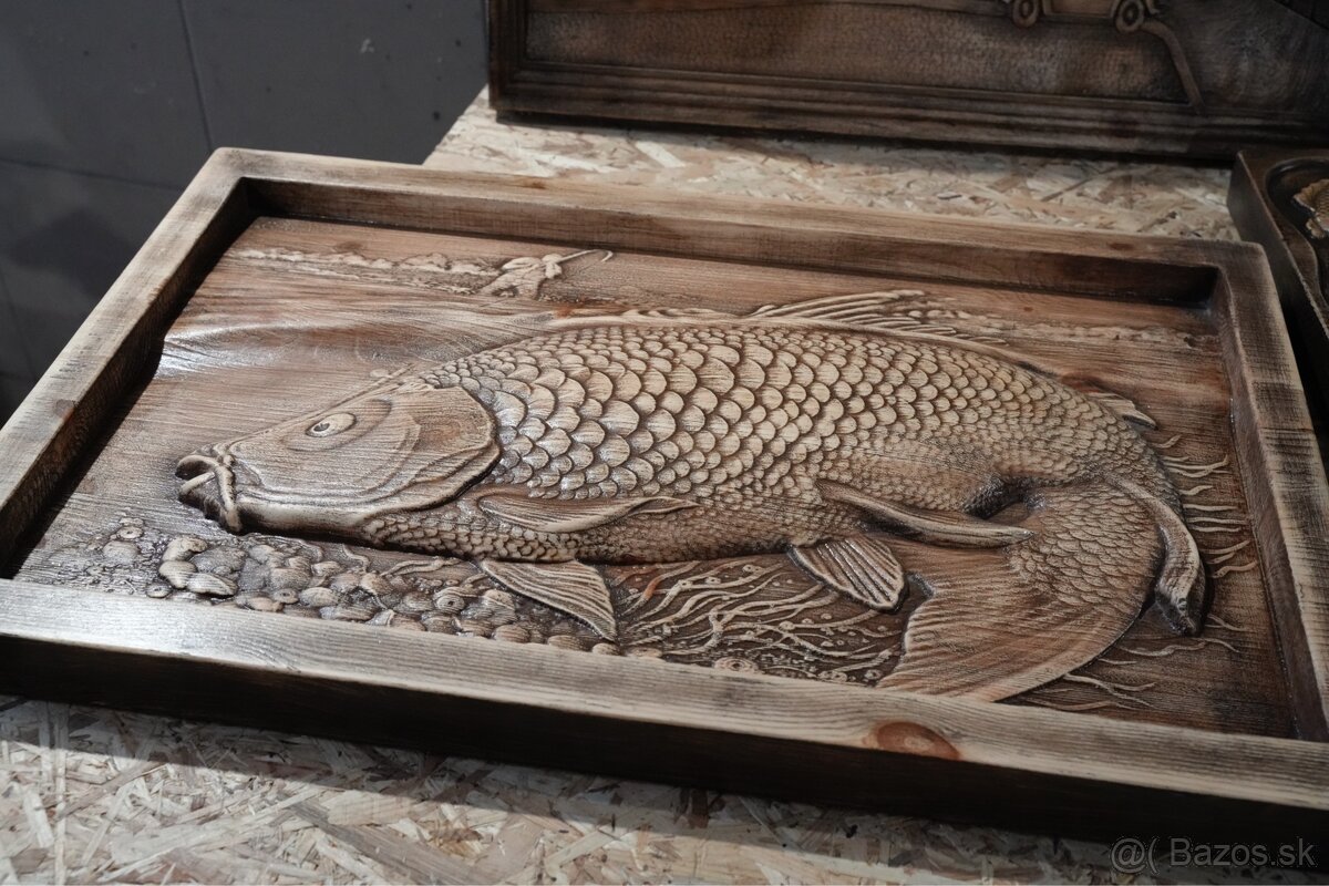 Drevený obraz – Ryba (kapor) - 7