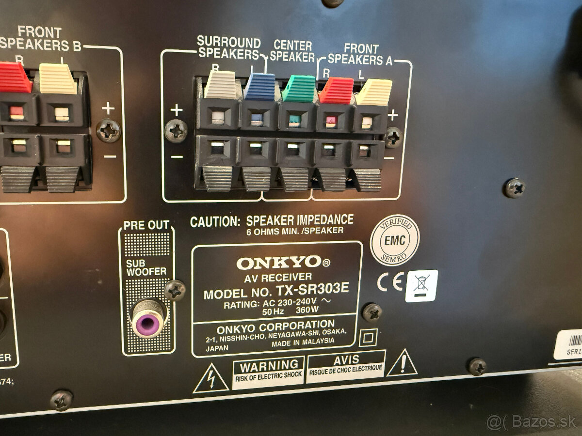 ONKYO TX-SR303E AV reciever + DO - 7