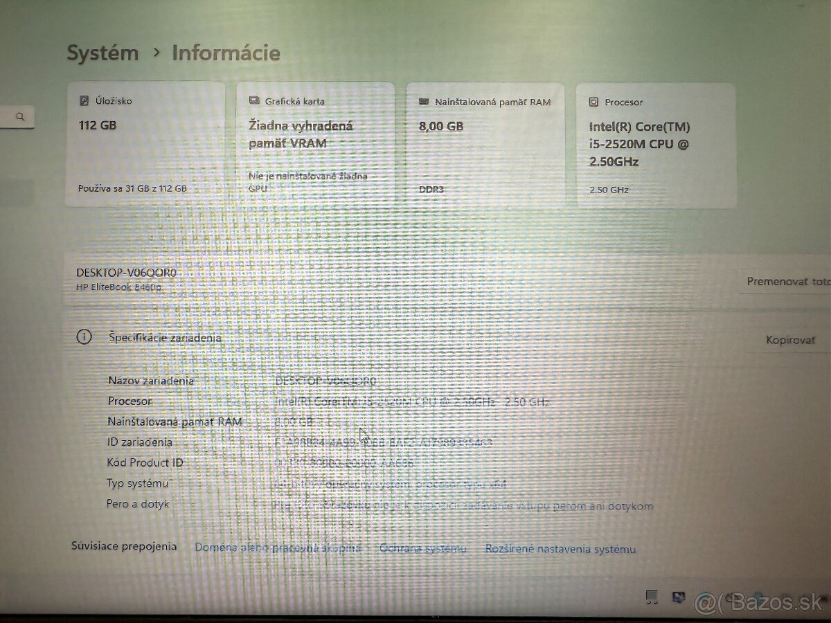 Notebook HP EliteBook 8460p i5-2520M/8GB RAM/120GB SSD - 7