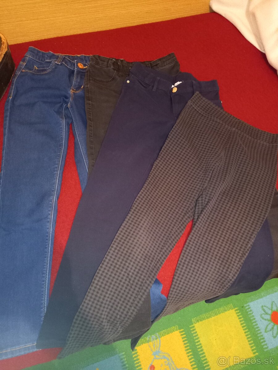 Dievčenské rifle + elasťáky veľ.140 - 4 ks - 7