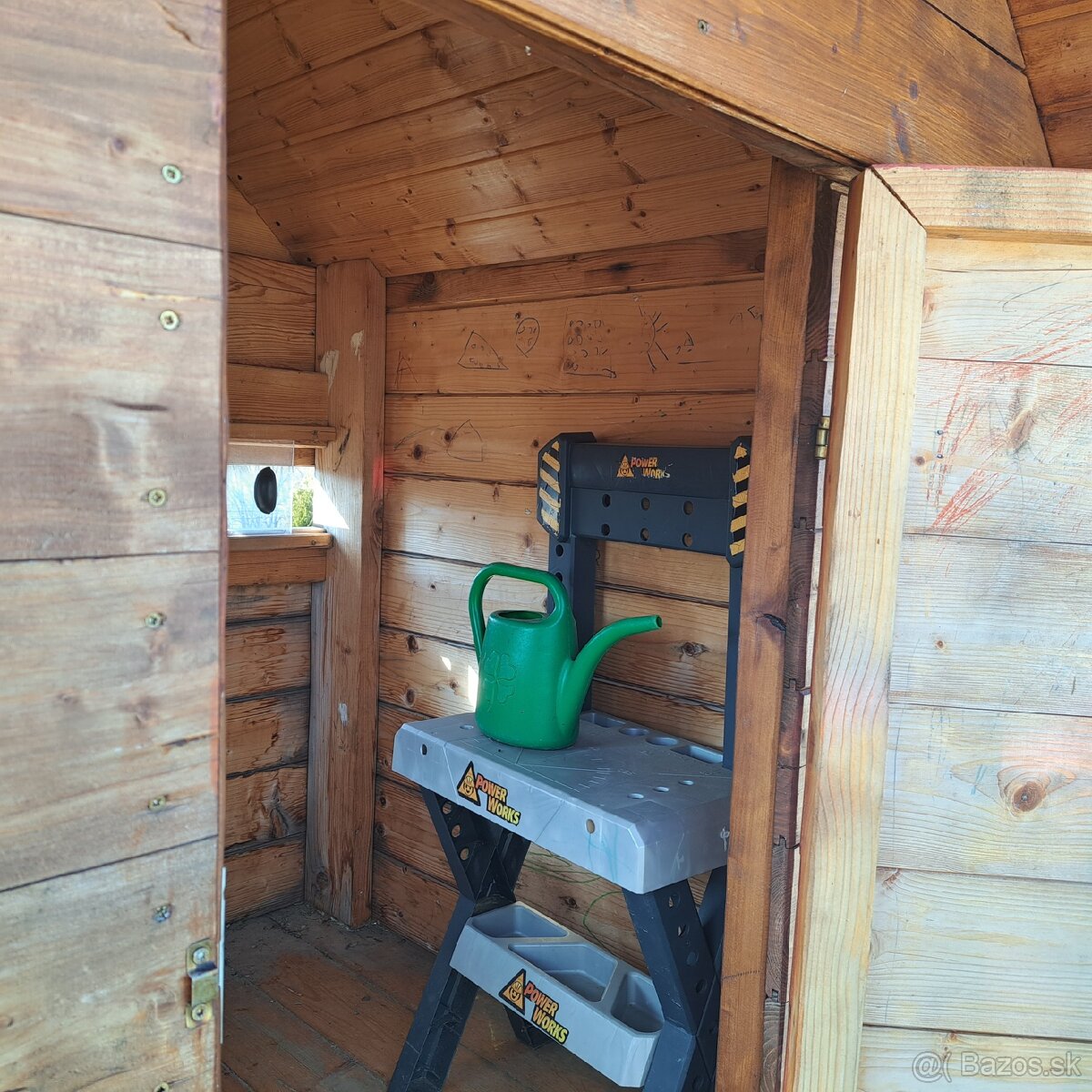 Detský domček so šmýkľavkou a dvojitou hojdačkou - 7