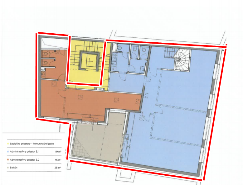 Reprezentatívne kancelárie v centre s parkovaním a terasou, - 7