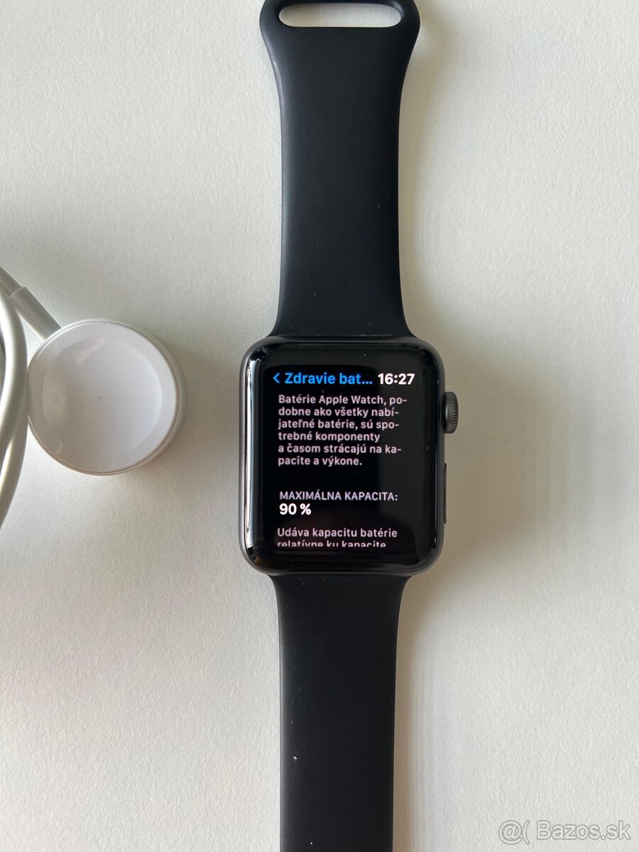 Apple watch 3 42mm (baterka 90%) + kábel, krabica - 7