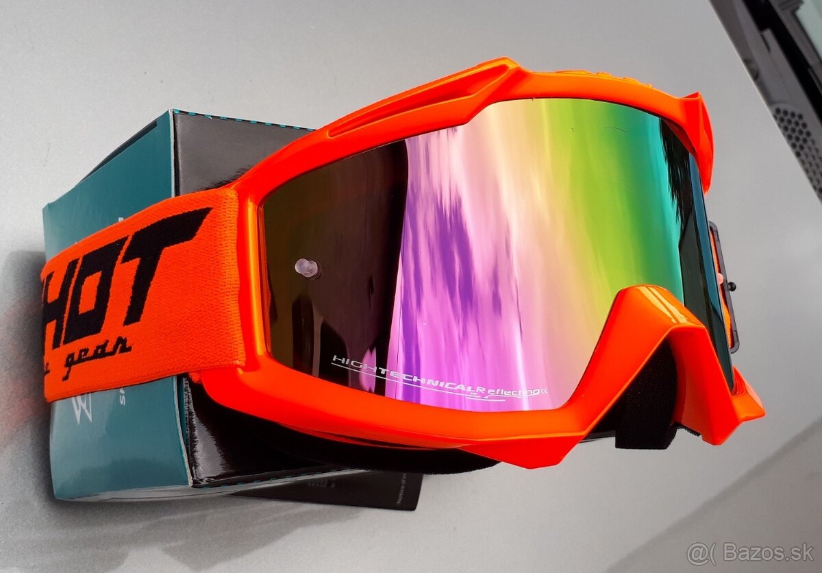 prilba helma okulare mx enduro shot fluo žltá oranžová lak - 7
