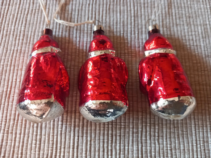 3ks starí vianoční mikulášikovia sklo 7x3,5 cm - po rodičoch - 7