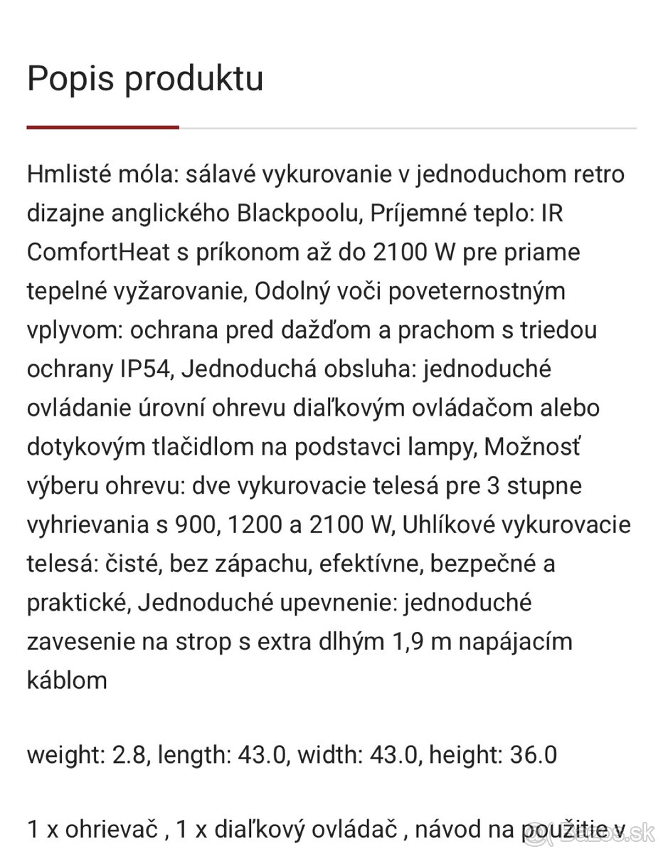 Predám terasový infra ohrievač - 7