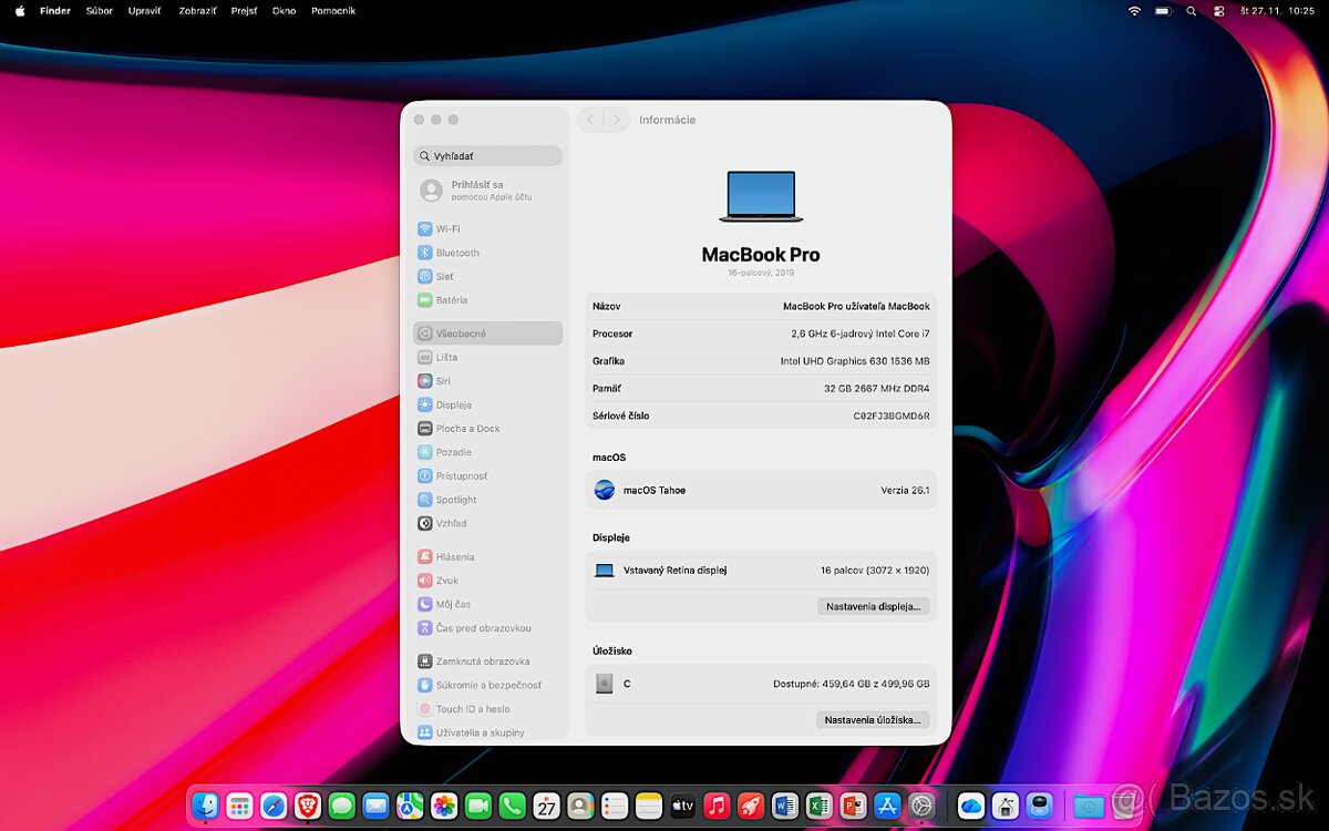 MacBook Pro 16" i7-2.6GHz,6j/32GB/512GB, Výdrž batérie 5 h. - 7