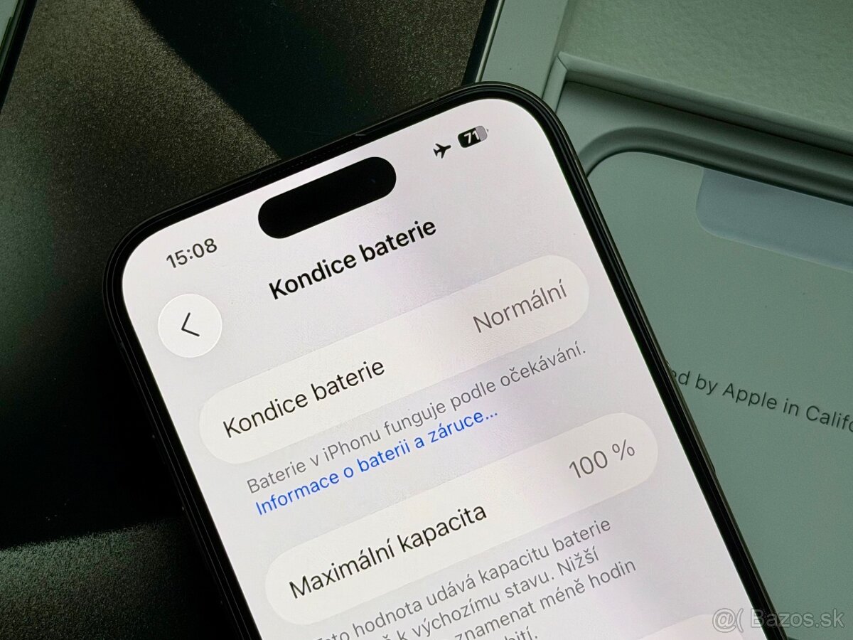 iPhone 15 Pro Natural Titanium BATERIE 100% TOP - 7