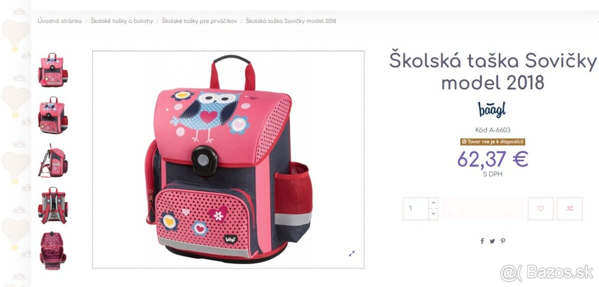 Školská taška Baagl - sova - úplne nová s vysackami - 7