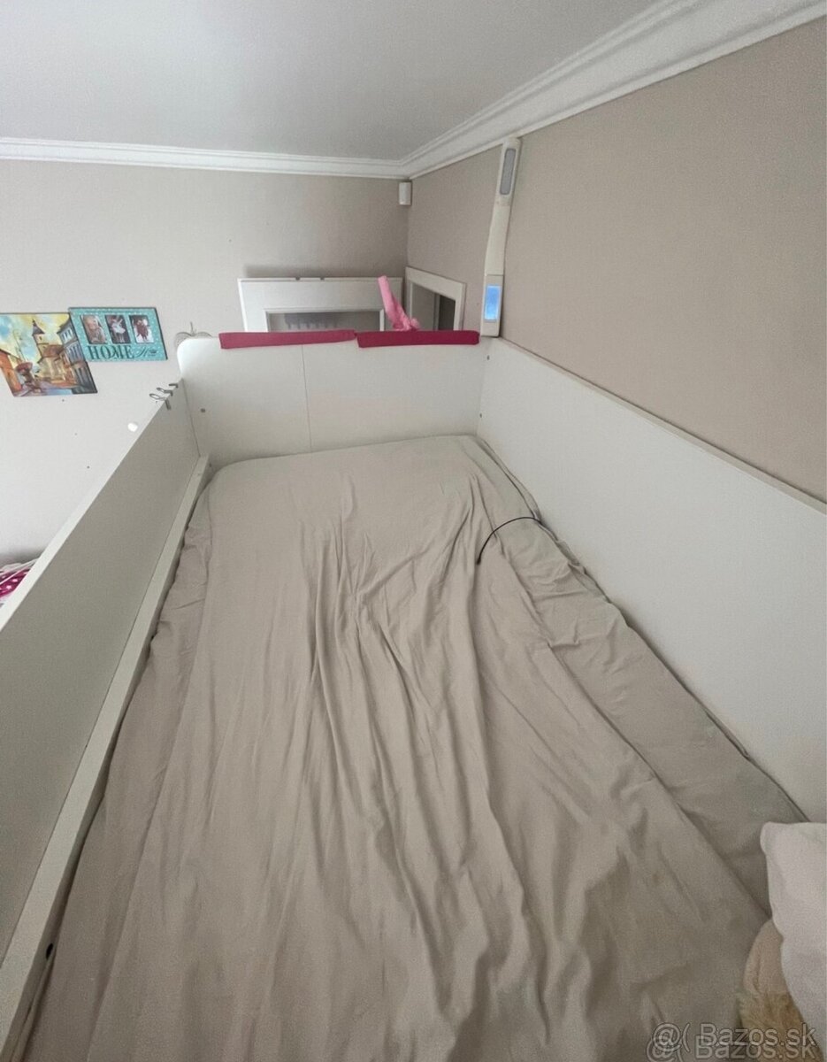 Vysoká detská posteľ so stolom a zásuvkami - 7