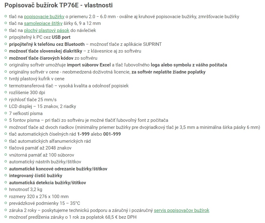 Popisovač bužírok Supvan TP76E - 7