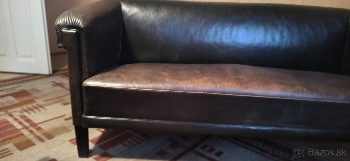 Luxusná trendová stará kožená sedačka + 2 kreslá - 7