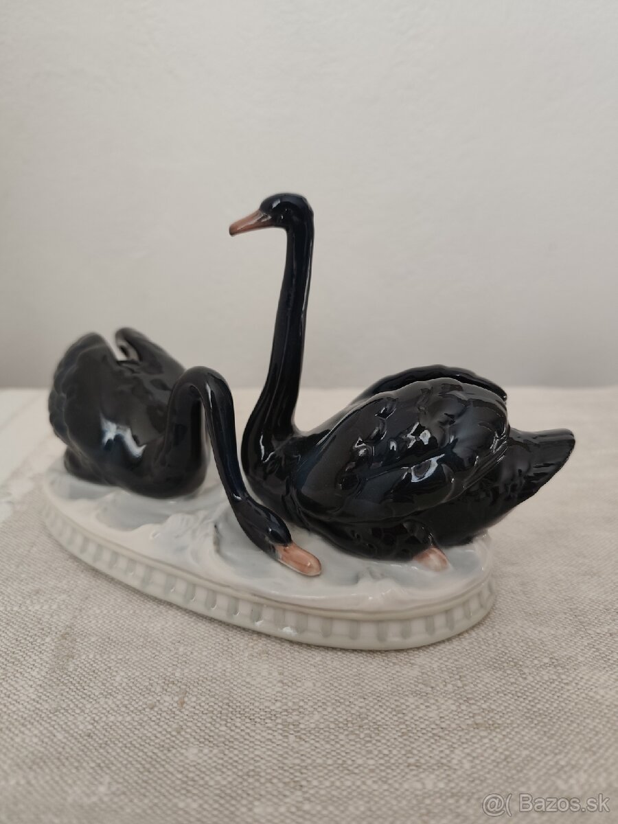 Galluba Hofmann čierne labute porcelánová soška - 7