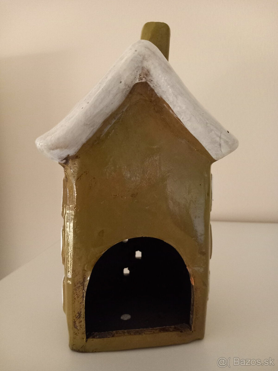 Keramický domček na čajovú sviečku 20x12x8 cm - 7