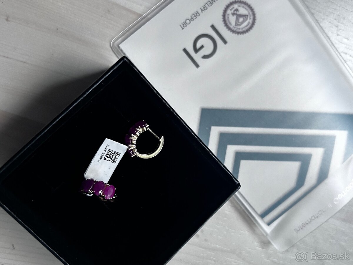 Zlaté náušnice s rubínmi - 7