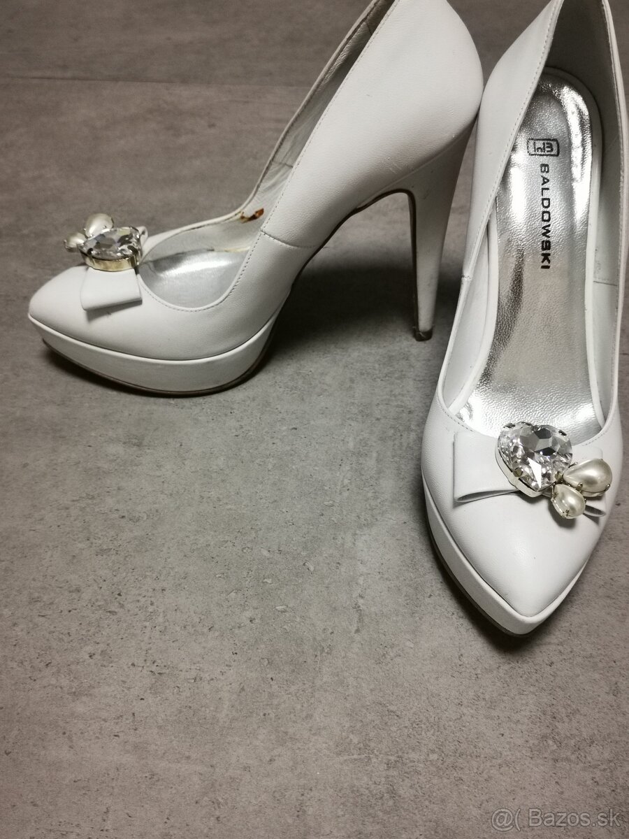 Biele a strieborné lodičky + kabelka - 7