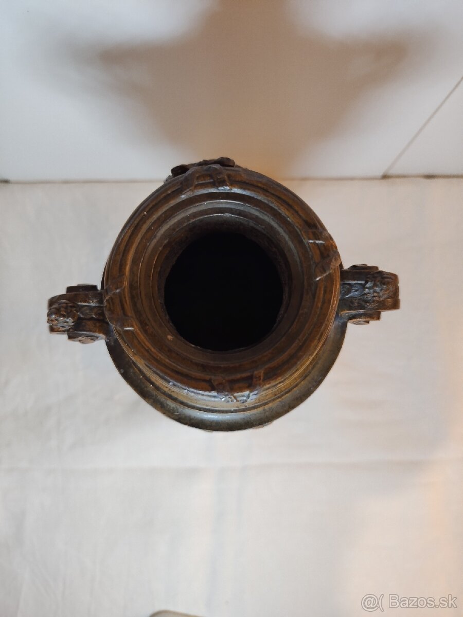 Francúzska bronzová váza s mramorovým podstavcom. - 7