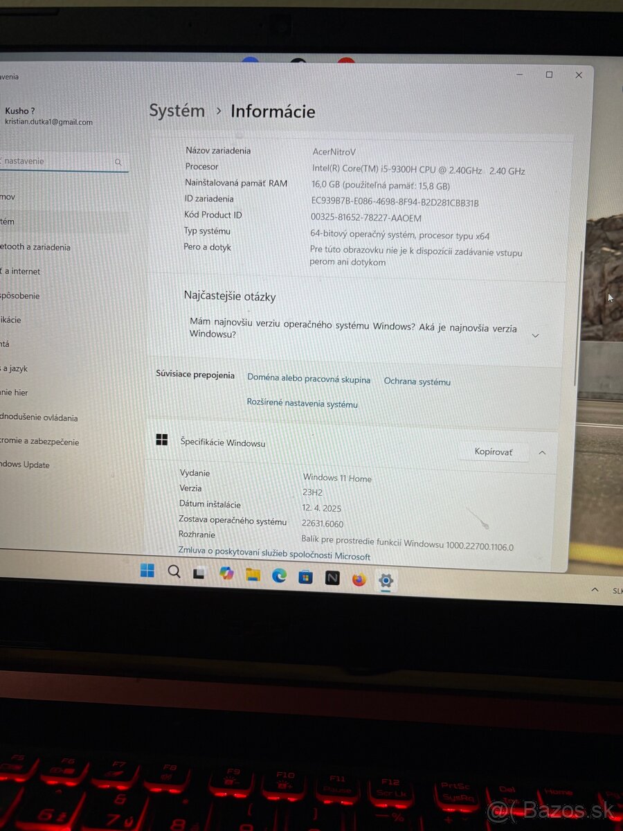 Herný notebook Acer Nitro V / 5 - 7