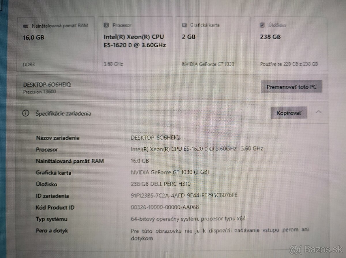 Predám výkonný PC DELL Precision T3600 - 7