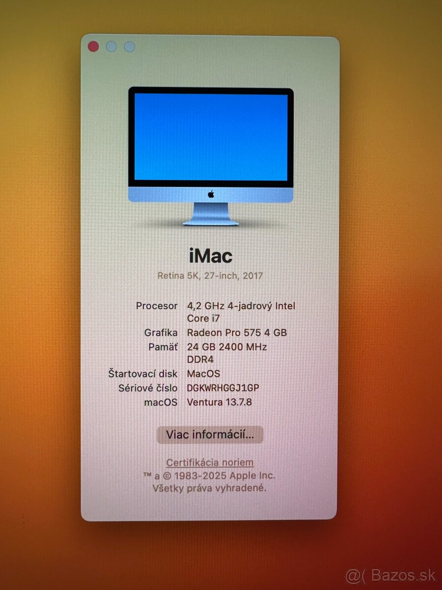 Apple iMac 27” Retina 5k 2017 / i7 / 24GB RAM / Radeon - 7