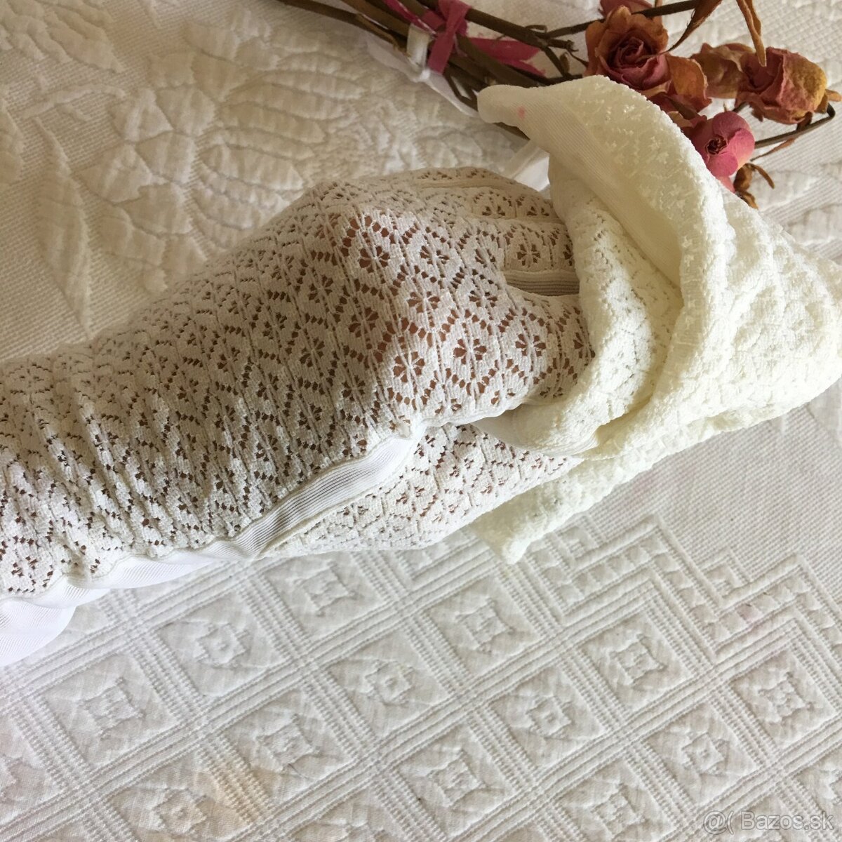 Vintage čipkované nylonové rukavice - 7