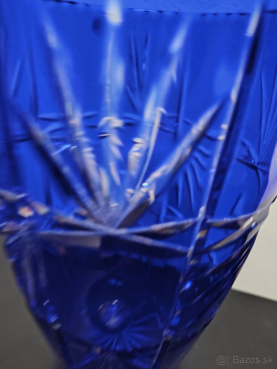 Váza brúsené ART sklo modre - 7