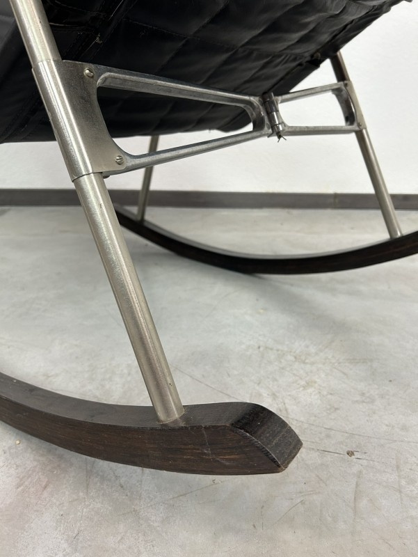 Japonské kožené skladacie hojdacie kreslo - 7