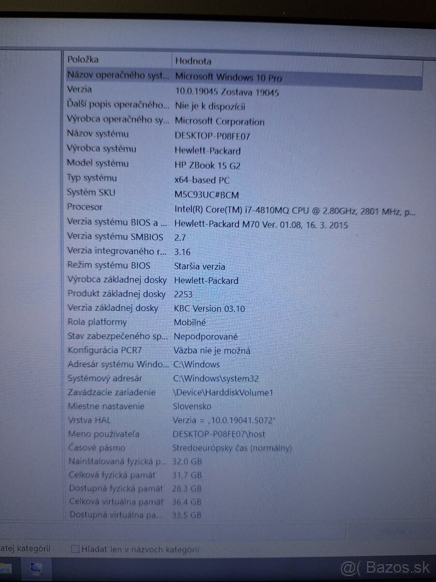 Predám Notebook HP Zbook 15 - 7