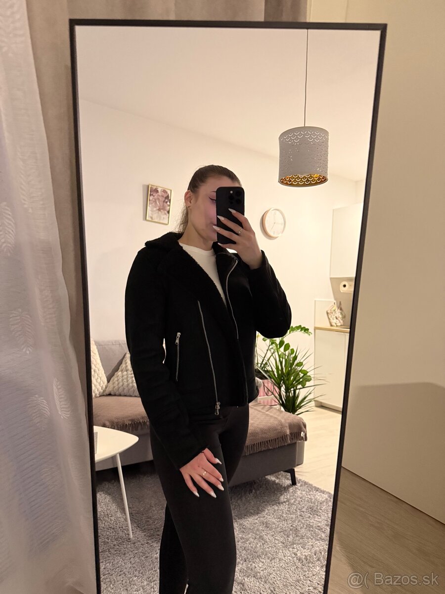 Čierna prechodná semišová bunda - 7