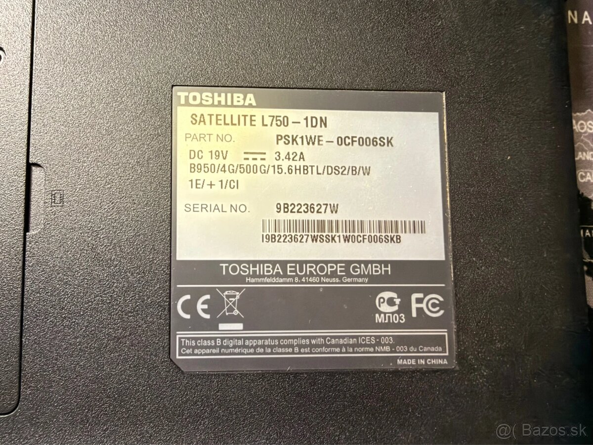 Predám Toshiba Satellite L750-1DN - funkcny - 7