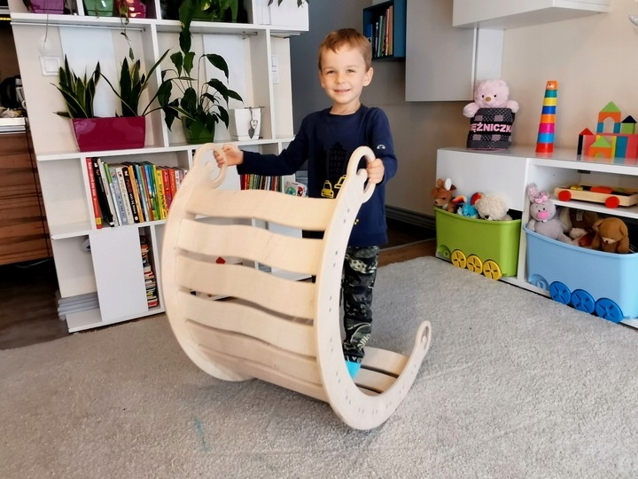 Montessori viacúčelová hojdačka ,preliezka,šmýkačka a tabuľa - 7